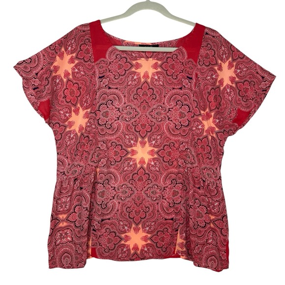A.N.A. A New Approach Tops - a.n.a. Paisley Peplum Blouse XL Red Boho Romantic‎ Cottagecore Lightweight Top